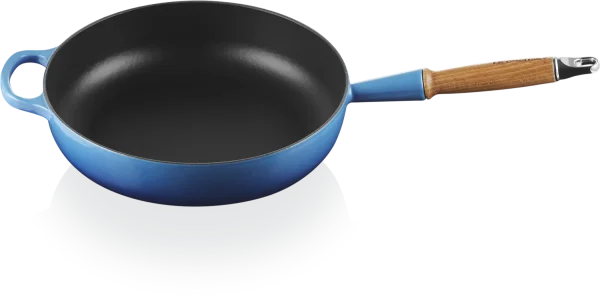 Le Creuset Sautépfanne Signature Aus Gusseisen Mit Holzgriff In Azure 1